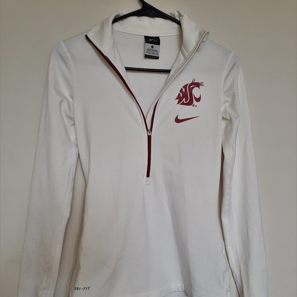 White Nike Dri-Fit WSU Quarter-Zip Sweatshirt, Size XS